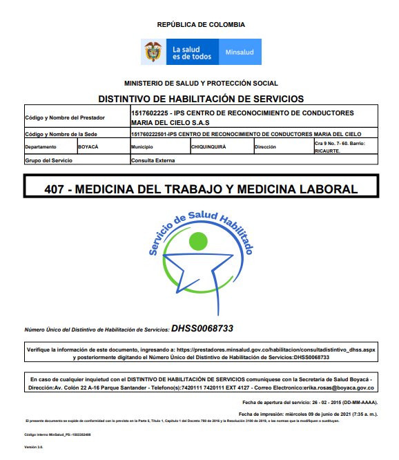 Acreditación Ministerio de Salud